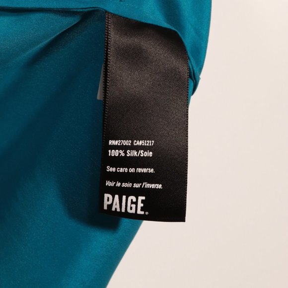 NWT PAIGE Sleeveless 100% Silk Deep Turquoise Blouse - Picture 9 of 10
